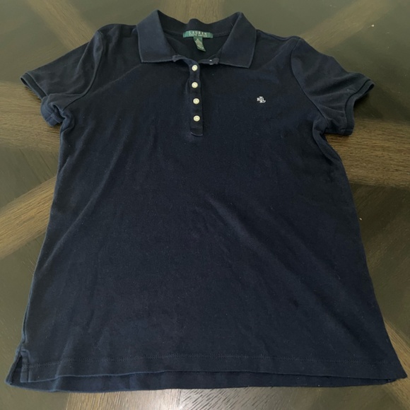 Lauren Ralph Lauren Polo Shirt XL Dark Navy RLL Logo White Buttons Classic - Picture 2 of 6